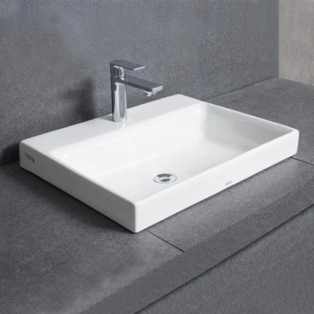 раковина toto mh lw1617c полувстраиваемая, с 1 отв., без перелива, cefiontect, 70x46x16.7 см, белая