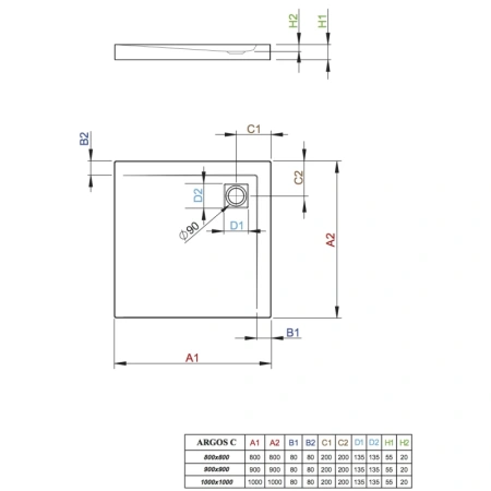 душевой поддон 100×100 см radaway argos c 4ac1010-01