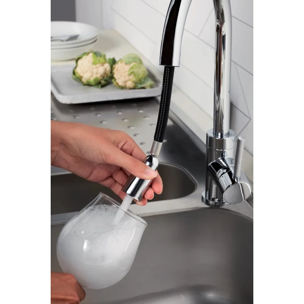 смеситель для кухни jacob delafon edouard e23308-cp, хром, с выдвижным изливом