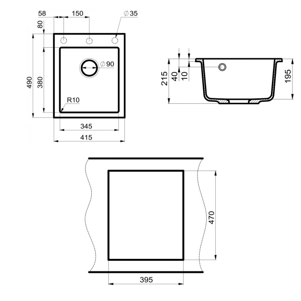 мойка кухонная point динара 42 pn3004w, белый