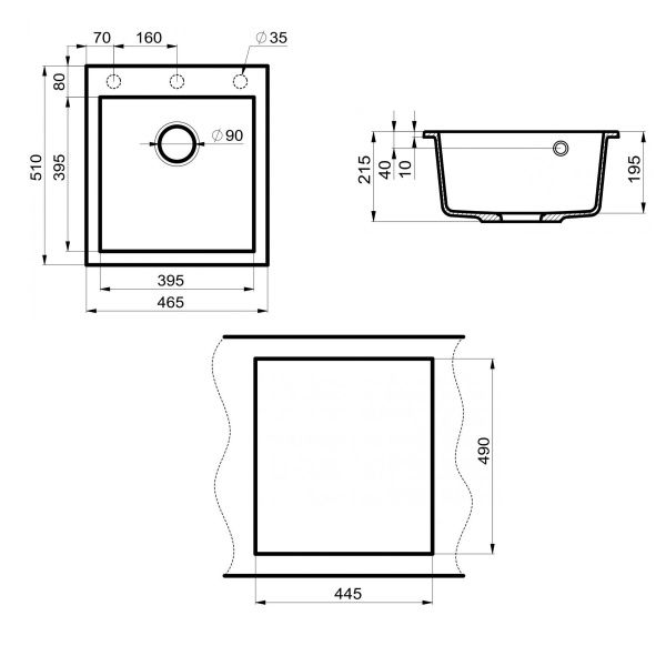 мойка кухонная point моко 47 pn3006w, белый