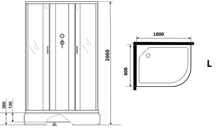душевая кабина niagara classic 100х80 l ng-33084-14lbkg с гидромассажем