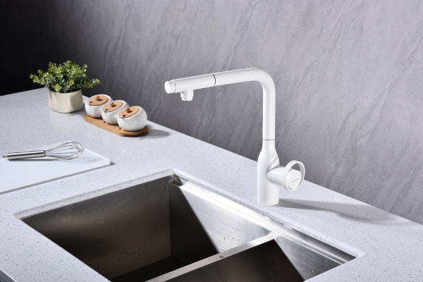 смеситель для кухни с подключением к фильтру paulmark urban ur213104-431, цвет белый