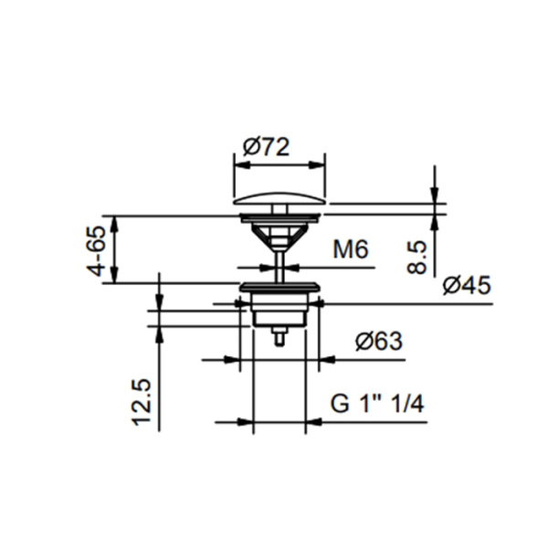 донный клапан fantini nostromo 91 13 8435, черный матовый