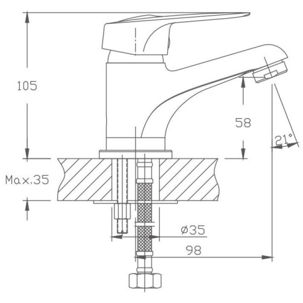 смеситель для раковины haiba hb1037 цвет хром