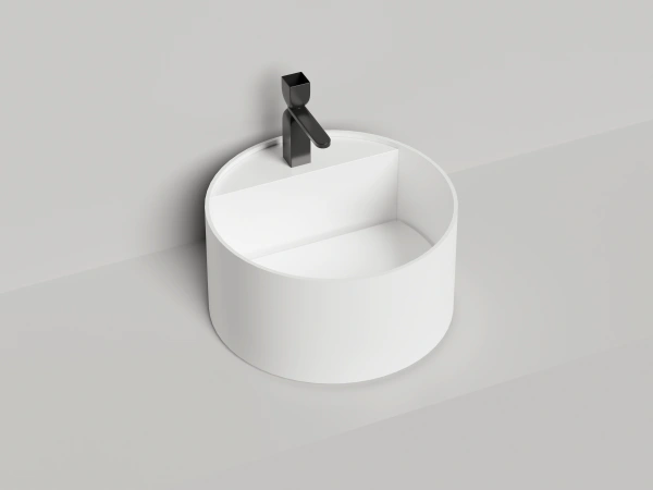 раковина накладная 45х45 см salini armonia round top 02 130422tm, мат-л: s-stone, цвет: белый матовый