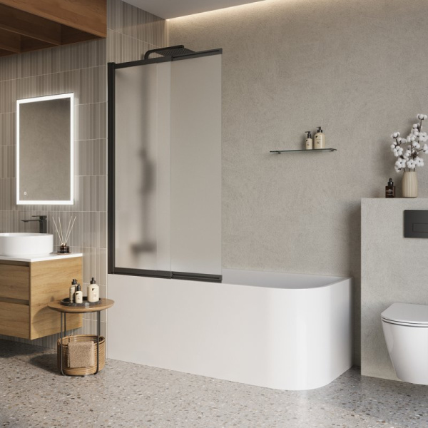 шторка на ванну belbagno luce 80 luce-vf-11-80/145-c-cr профиль хром стекло прозрачное