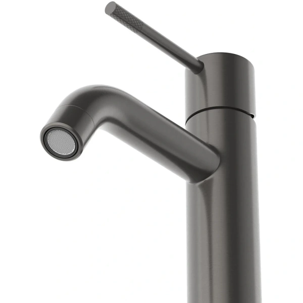 смеситель для раковины cezares relax relax-ls1-gm с донным клапаном, оружейная сталь