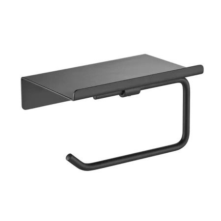 держатель для туалетной бумаги с полочкой shevanik sg5705h-1, черный