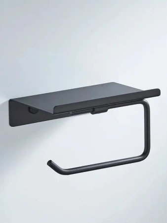 держатель для туалетной бумаги с полочкой shevanik sg5705h-1, черный