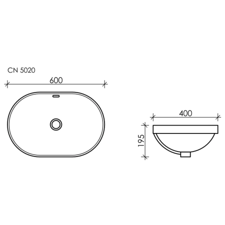 раковина ceramicanova element cn5020, встраиваемая, сверху, 60x40 см, белая