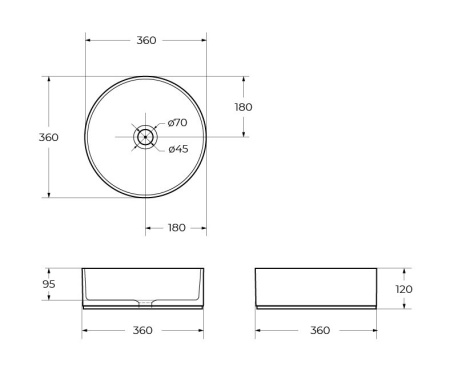 раковина belbagno bb1357 накладная, ø36 см, белая