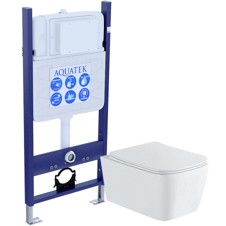 Комплект унитаза с инсталляцией Aquatek Либра New SET AQUATEK ЛИБРА N-14 cm с сиденьем микролифт
