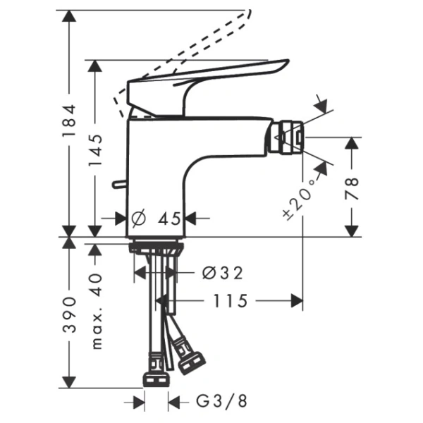 смеситель hansgrohe logis e 71232000 для биде, с донным клапаном, хром