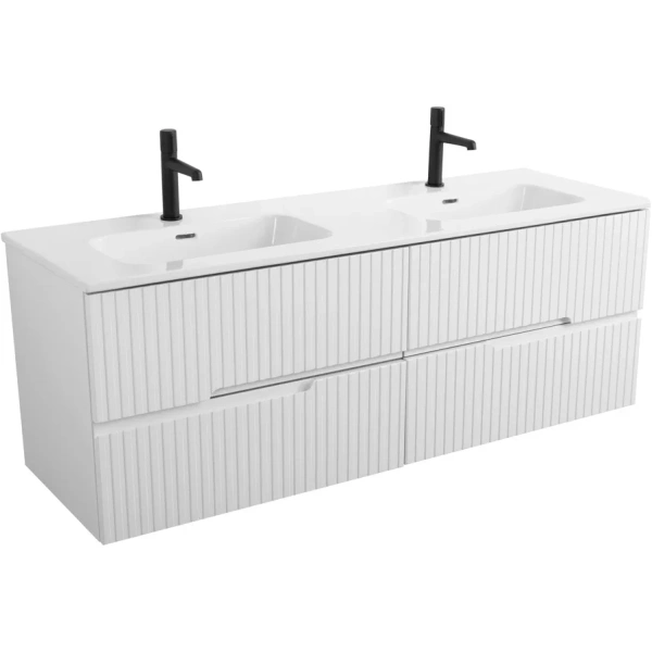 тумба под раковину cezares duet duet-n-1400-4c-so-2-bl 140 см, подвесная, bianco lucido
