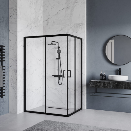 Душевой уголок RGW Passage PA-246B 80х120 см, профиль черный, стекло прозрачное