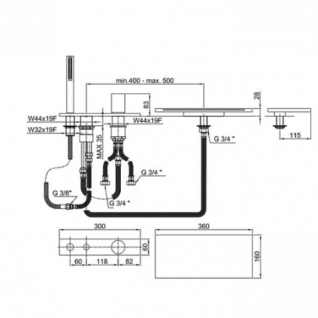 смеситель на борт ванны fantini milano 31 93 3065 матовая сталь смеситель на борт ванны fantini milano 31 93 3065 матовая сталь