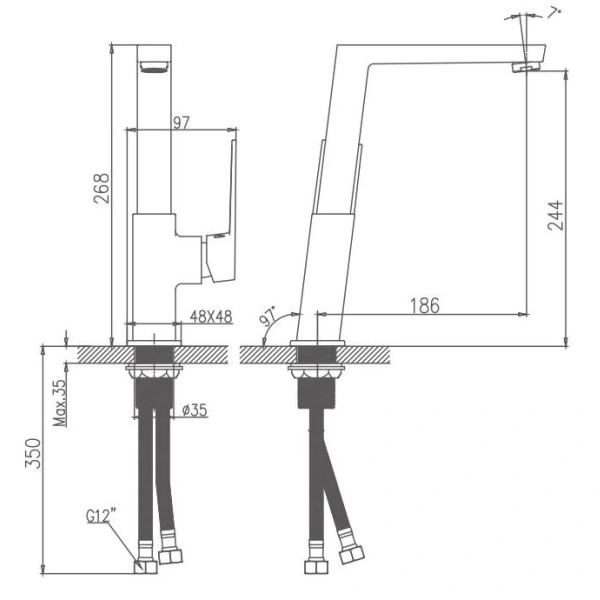 смеситель для кухни haiba hb70191 цвет хром