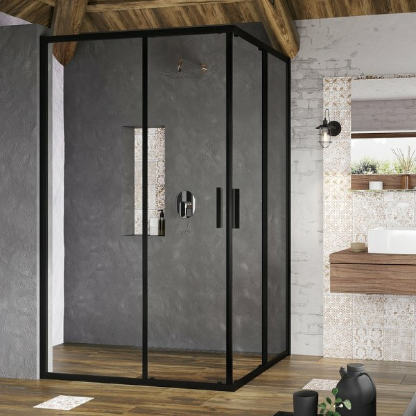 душевая дверь ravak blix slim blsrv2k-90 x1xm70300z1 профиль черный стекло transparent