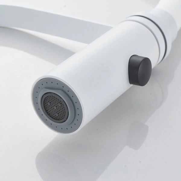 смеситель для кухни shevanik s943c-1 с гибким изливом, белый