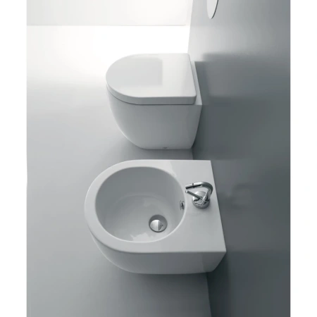 унитаз kerasan flo 311401 приставной, с креплением, без сидения, 48x36 см, bianco lucido