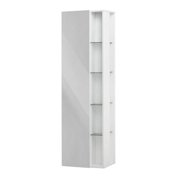 шкаф-пенал cezares 53172, с открытыми полками и распашной дверкой, цвет rovere scuro soft