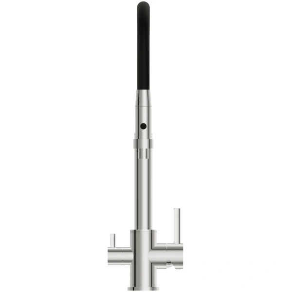 смеситель для кухни cersanit zen a68249 с подключением к фильтру, гибким изливом, хром/черный