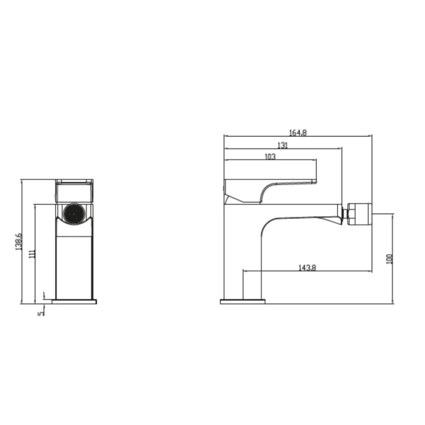 смеситель villeroy & boch architectura square tvb12500100061 для биде, с донным клапаном, хром
