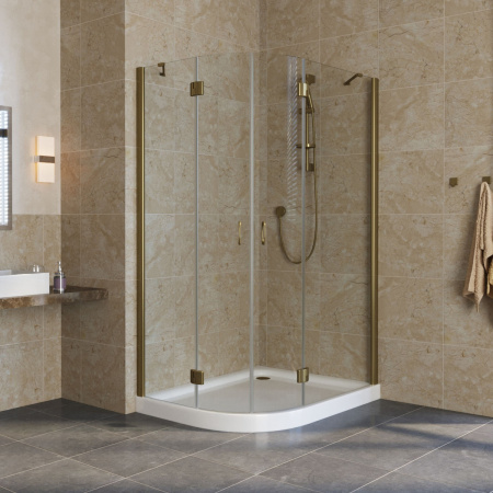 душевой уголок vegas glass afs-fux 110*100 05 01 профиль бронза, стекло прозрачное
