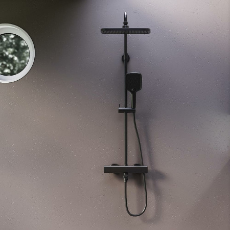 душевая система damixa gala 953810300 с термостатом, черный матовый душевая система damixa gala 953810300 с термостатом, черный матовый