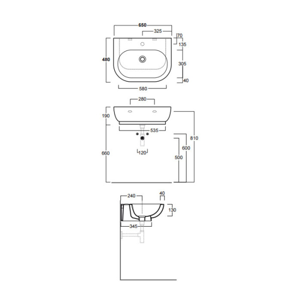 раковина подвесная 65 см simas e-line el10bi*0, цвет: белый