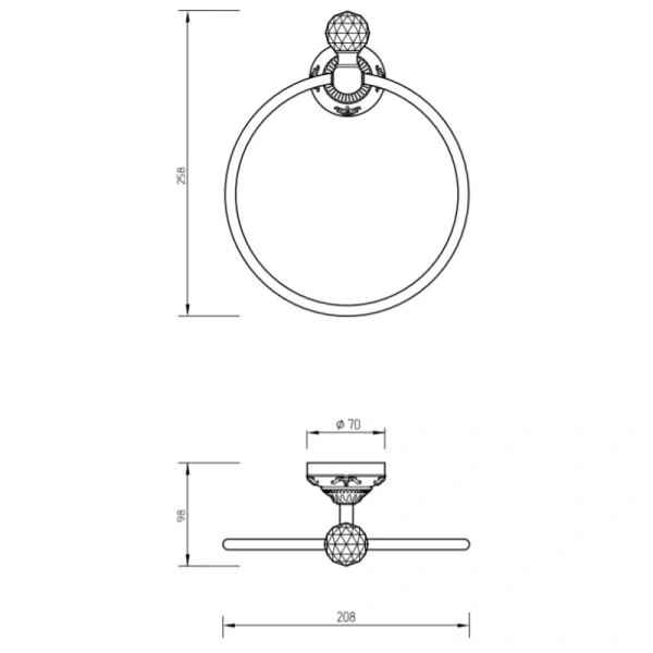 Кольцо для полотенец Migliore Cristalia 16837 цвет золото с кристаллом Swarovski