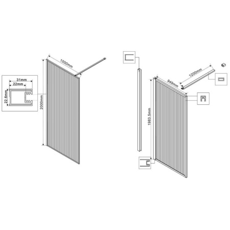 неподвижная перегородка 100 см vincea walk-in hp art vsw-1hp100flbg рифленое