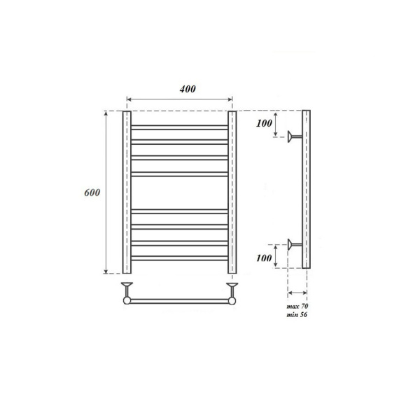 полотенцесушитель point аврора п8 pn10146se электрический, левый | правый, 40x60см, хром