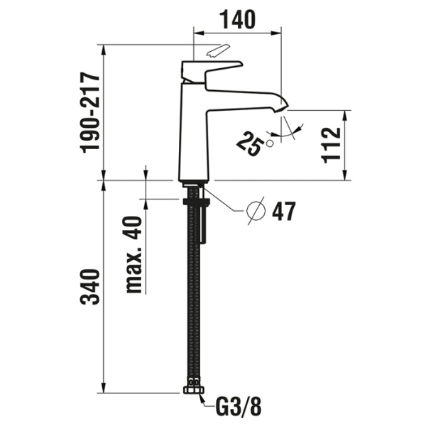 смеситель для раковины laufen val hf901704100000, излив 140 мм, eco+, без донного клапана, цвет: хром
