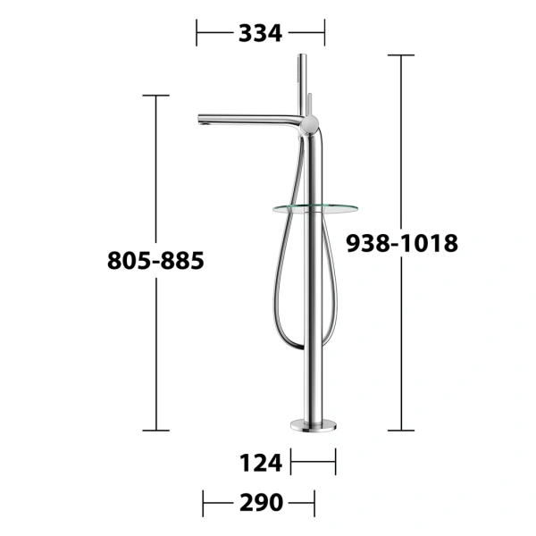 смеситель keuco edition 400 51527 010100 для ванны, напольный, с душевым гарнитуром, хром