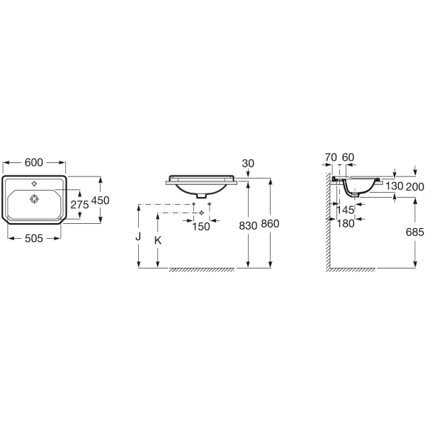 раковина 60x45 см roca carmen 3270a5000