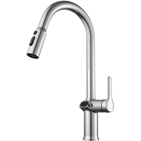 Смеситель для кухни Esko K15 LED с выдвижным изливом, хром