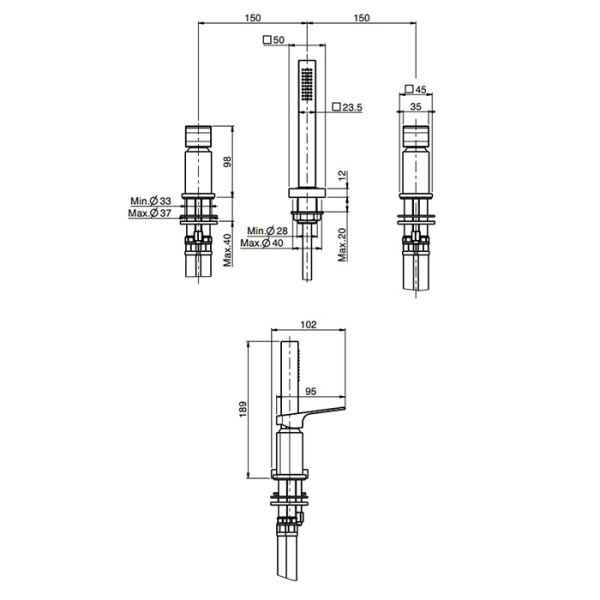 смеситель fima carlo frattini fit f3394/1ncr на борт ванны, на 3 отв., с ручным душем, хром