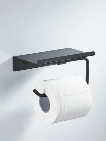 держатель для туалетной бумаги с полочкой shevanik sg5705h-1, черный