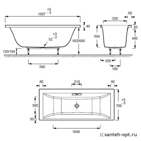 акриловая ванна jacob delafon evok e60340-00, 170х70