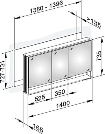 зеркальный шкаф keuco royal lumos 140 см 14316 171301