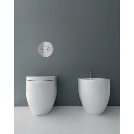 унитаз kerasan flo 311401 приставной, с креплением, без сидения, 48x36 см, bianco lucido