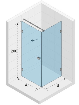 душевой уголок riho sz scandic nxt x201, 87x87x200 см, цвет профиля черный, стекло прозрачное, левый/правый