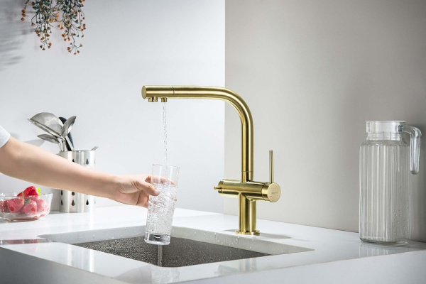 смеситель для кухни aquatek европа aq1385bg цвет золото шлифованное