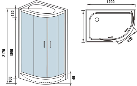 душевая кабина weltwasser ww500 werra 1202 l 120х90 10000003235