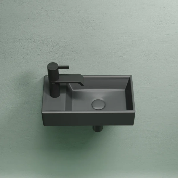 раковина ceramicanova element cn6051rmdh подвесная, чаша справа, 41.7х21.7 см, темный антрацит матовый