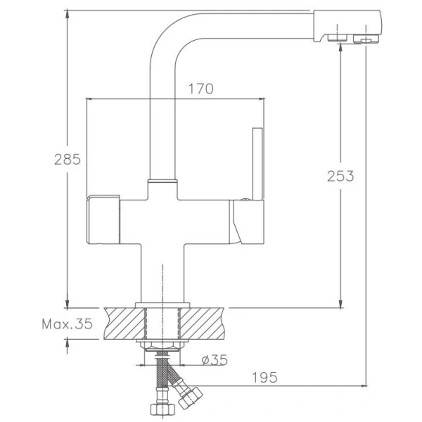 смеситель для кухни haiba hb70088-5 цвет нержавеющая сталь