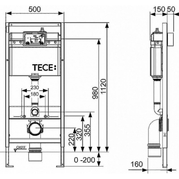 инсталляция для унитаза tece profil k440921 с кнопкой смыва хром глянцевый