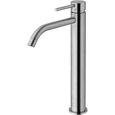 Смеситель Paffoni Light LIG085ST для раковины, с донным клапном, высокий, излив 16.2 см, нержавеющая сталь